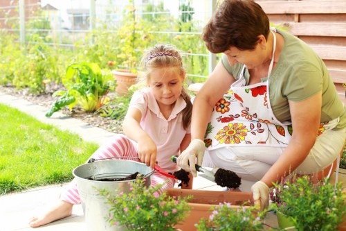 Summer garden care with lush green plants